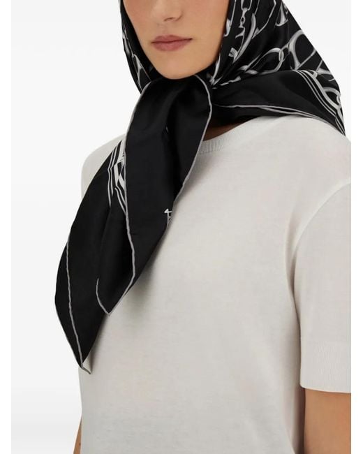 Herno Black Graphic-Print Scarf