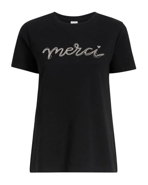 Cinq À Sept Merci T-Shirt Met Ketting in het Black