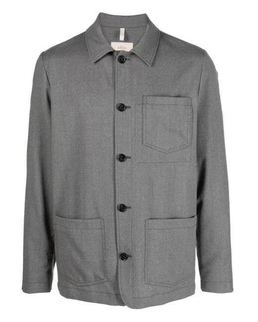Altea Gray Button-Up Virgin-Wool Blend Shirt Jacket for men