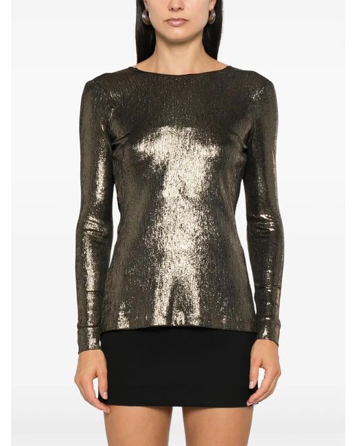 Twinset Black Knot-Detail Laminated Blouse