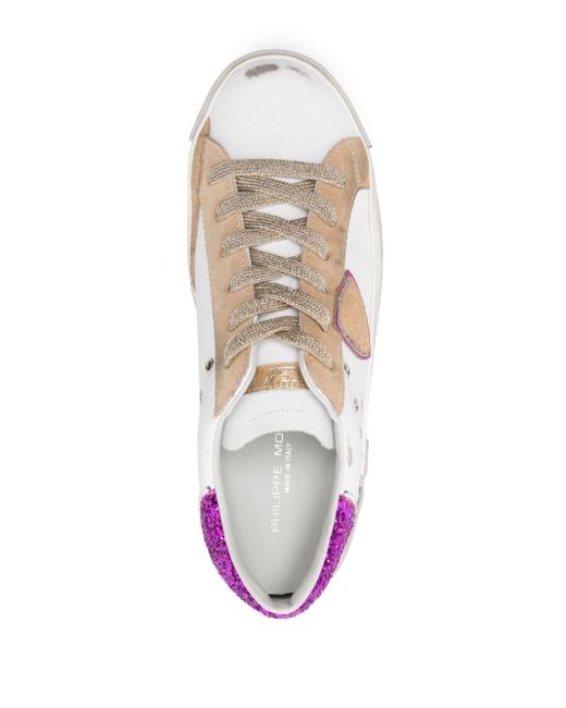Philippe Model Pink Prsx Distressed Leather Sneakers