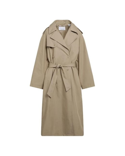 Frankie Shop Natural Riva Double-Breasted Trench Coat