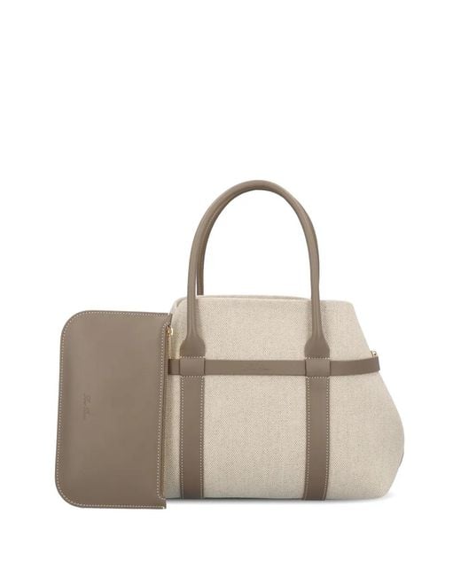 Loro Piana Natural Logo-Debossed Tote Bag