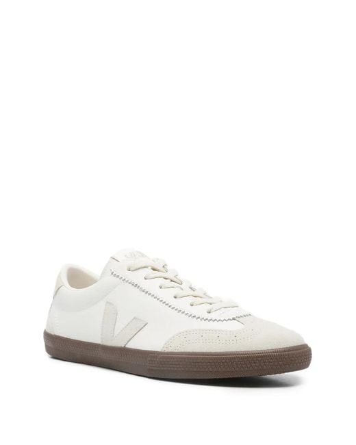 Veja White Volley Suede-Trimmed Sneakers