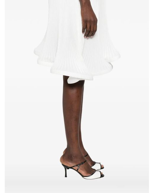 ROWEN ROSE White Pleated Midi Skirt