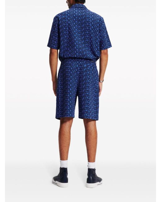 メンズ Karl Lagerfeld シアサッカー ショートパンツ Blue