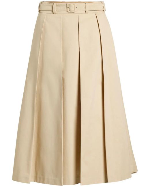 Patou Natural Pleated Midi Skirt