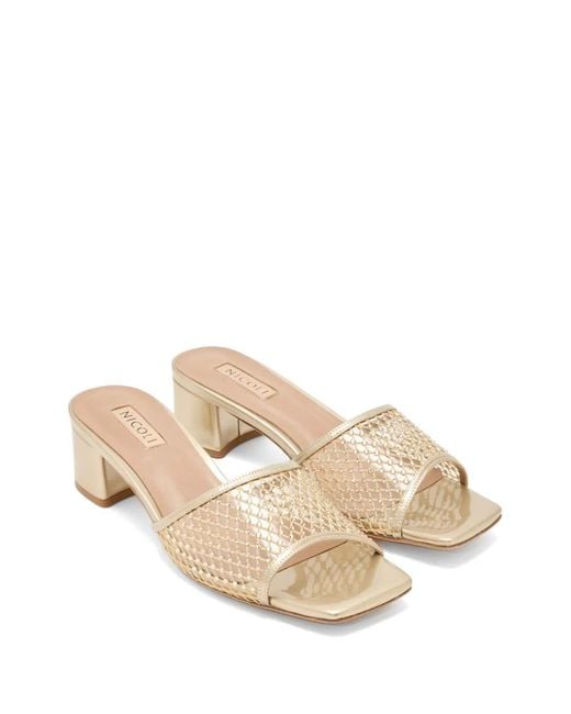 Nicoli Natural Square Toe Net Mules