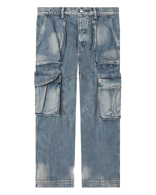 NAHMIAS Blue Logo-Patch Cargo Jeans for men