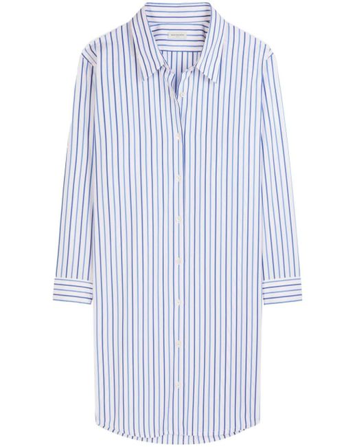 Dries Van Noten Blue Striped Cotton Shirt Dress