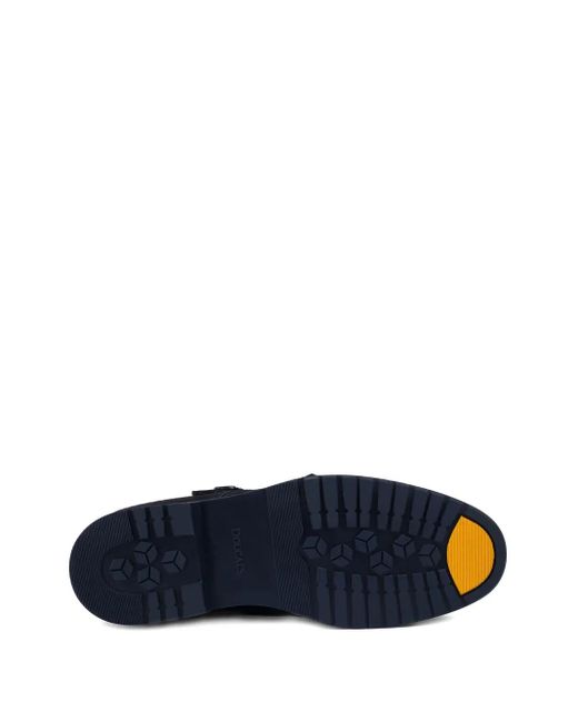 Doucal's Blue Suede Double-Buckle Monk Shoes for men