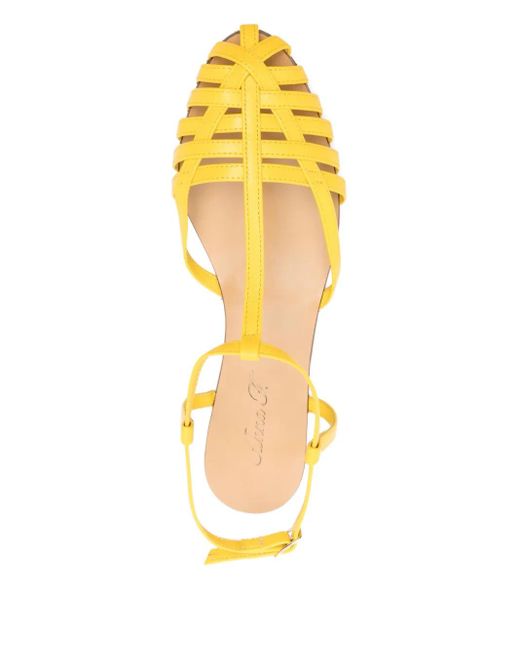 Anna F. Yellow 512 Leather T-Bar Sandals