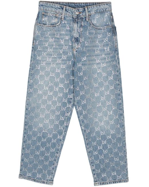 Crystal-embellished cropped jeans Liu Jo de color Blue