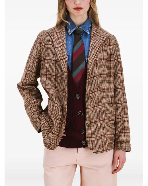 Fortela Brown Scotland Checked Blazer