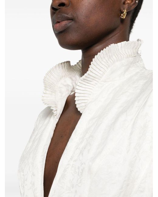 Robe mi-longue plissée à col v Philosophy Di Lorenzo Serafini en coloris White