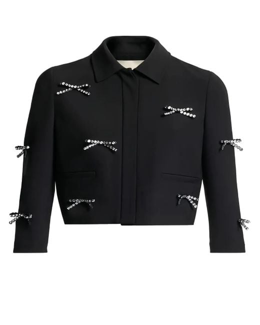 Elie Saab Black Cropped-Jacke mit Schleife