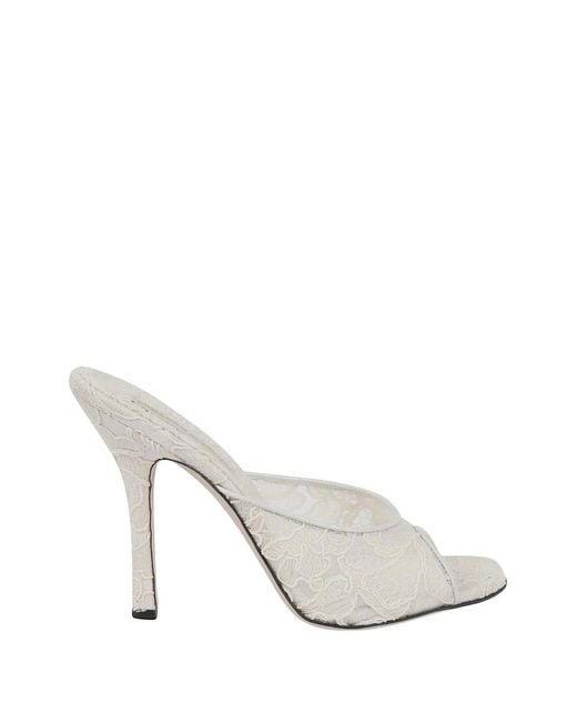 Ermanno Scervino White 110Mmm Floral-Lace Peep-Toe Heeled Mules