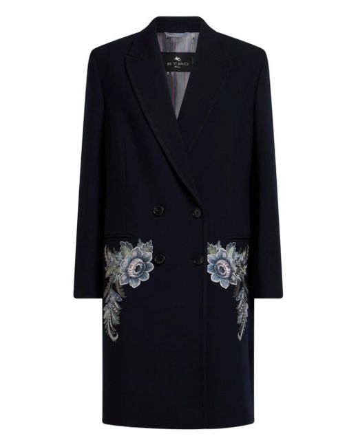 Etro Blue Doppelreihiger Mantel