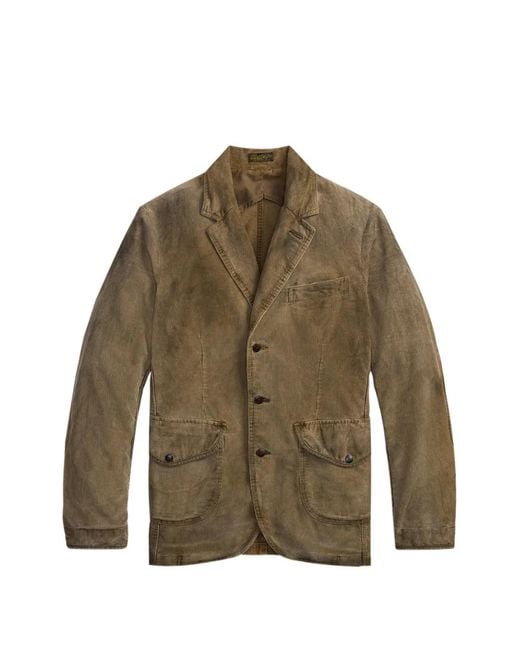 RRL Brown Corduroy Elbow-Patch Cotton Blazer for men