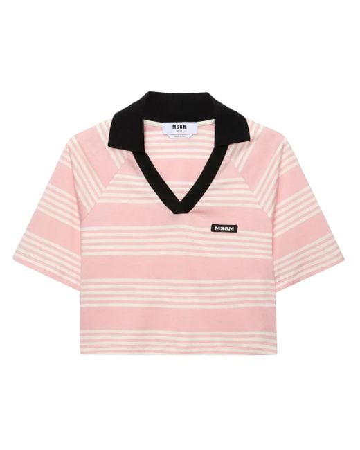 Polo A Righe di MSGM in Pink