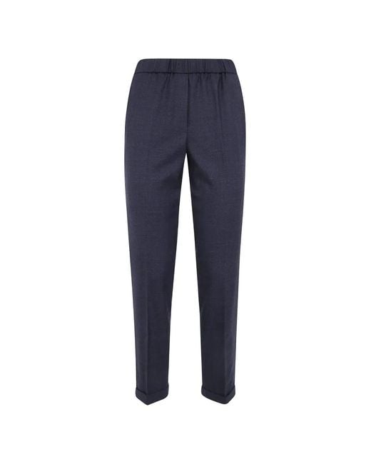 Antonelli Blue Elasticated-Waistband Turned-Up-Cuffs Trousers