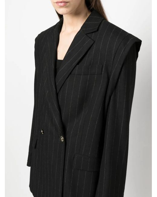 Versace Jeans Couture Black Pinstriped Double-Breasted Blazer