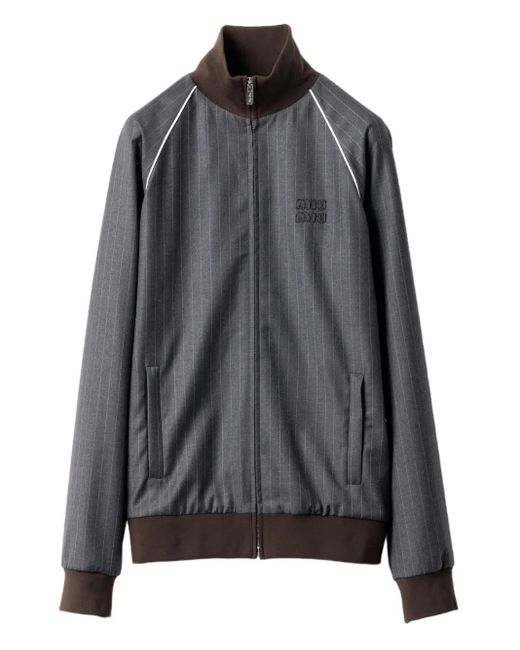 Chaqueta de rayas diplomáticas Miu Miu de color Gray