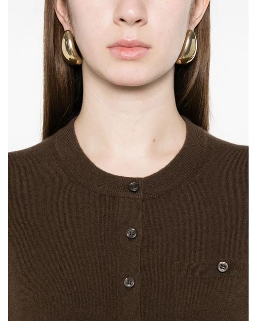 Vince Brown Chest-Pocket Button Cardigan