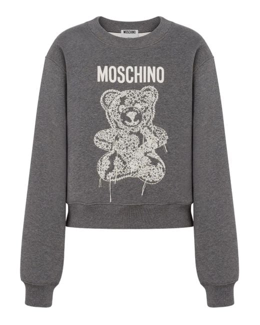 Sweat À Logo Brodé Moschino en coloris Gray