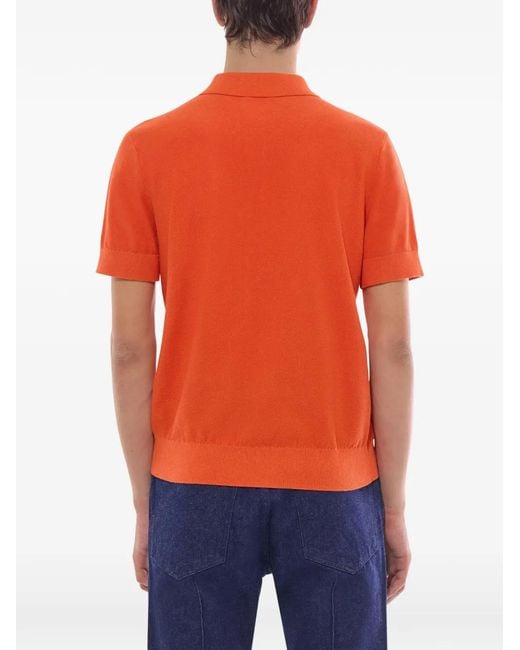 Fursac Orange Button-Up Polo Shirt for men