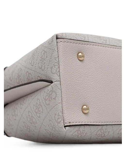 Guess Gray Lindsey Logo-Plaque Tote Bag