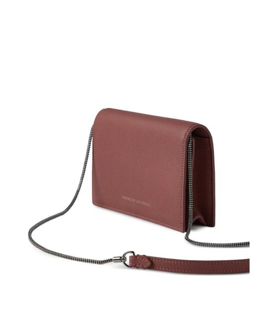 Brunello Cucinelli Purple Leather Chain Wallet