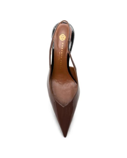 Roberto Festa Brown Pointed-Toe Slingback Leather Heeled Pumps