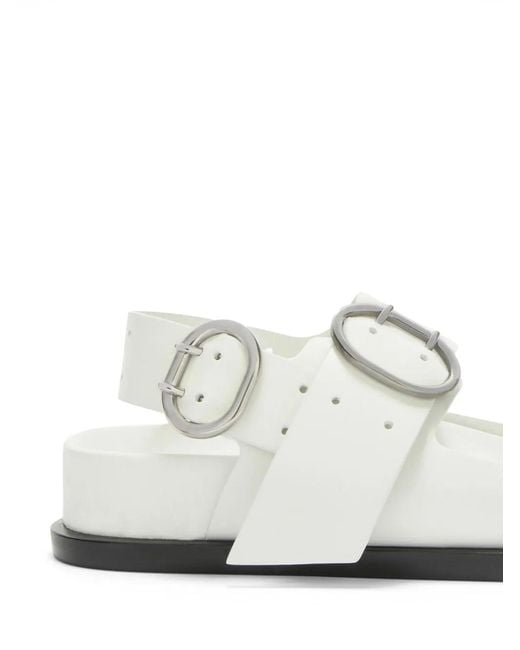 Jil Sander White Open-Toe Buckled Leather Sandals