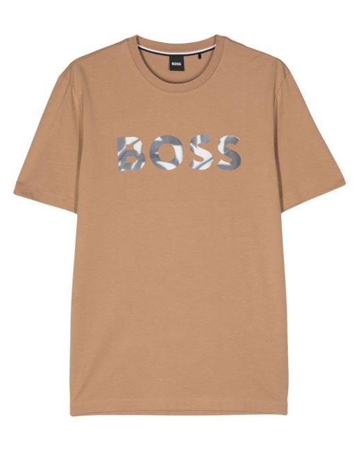 T-shirt con stampa di Boss in Natural da Uomo