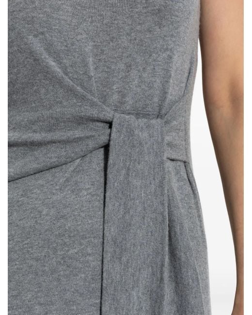 Lisa Yang The Angeline Jurk Met Gestrikte Voorkant in het Gray
