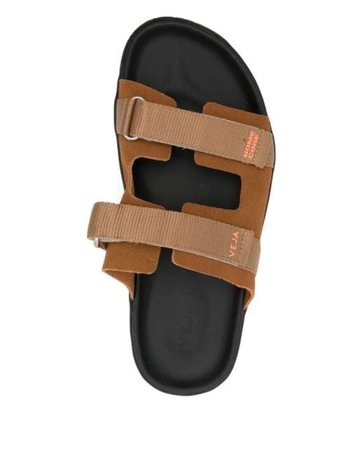 Veja Brown Double-Strap Suede Sandals for men