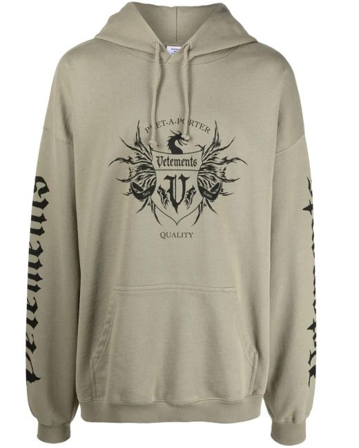 Sudadera con capucha y logo Vetements de hombre de color Gray