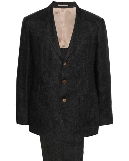 Brunello Cucinelli Black Mélange Single-breasted Suit for men