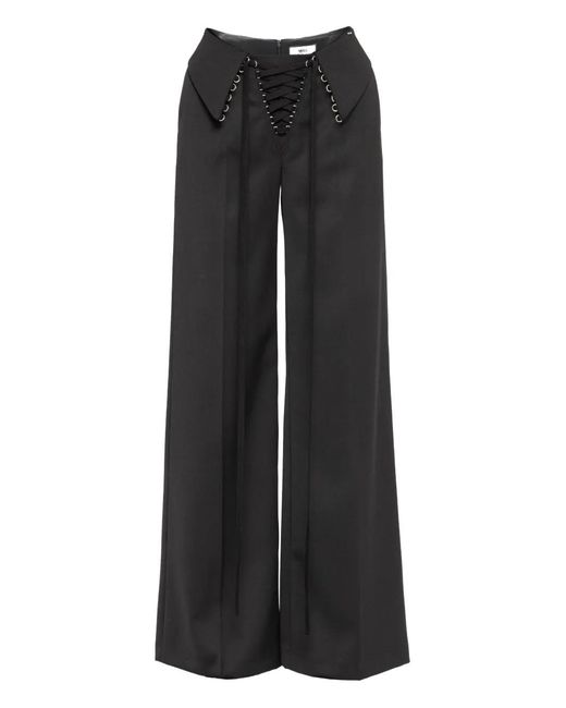 Nissa Black Drawstring-Detail Pants