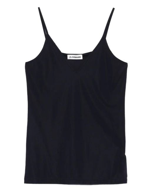 Jil Sander Black V-Neck Spaghetti-Strap Top