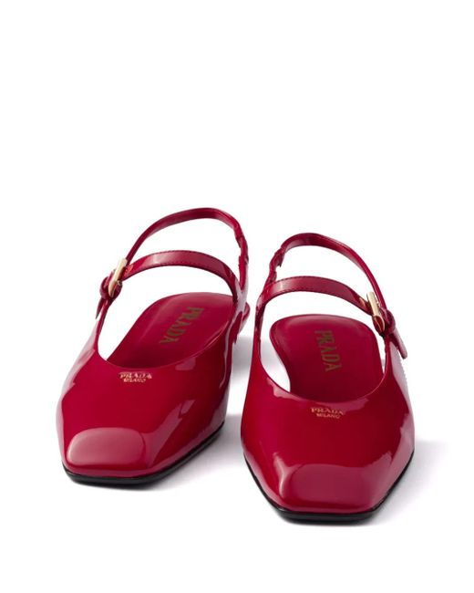 Prada Red Slingback-Ballerinas aus Leder