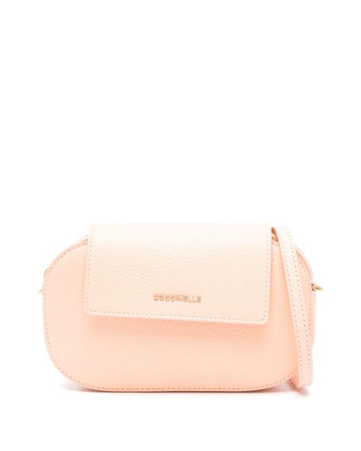 Coccinelle Pink Logo-lettering Leather Crossbody Bag