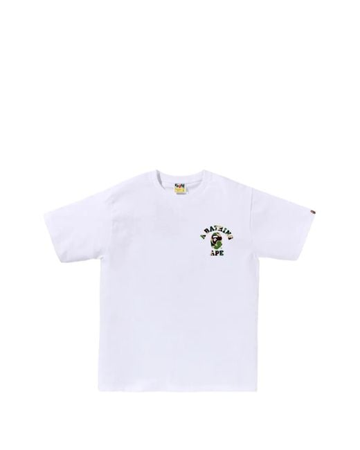A Bathing Ape White Camo Colleget-Shirt for men