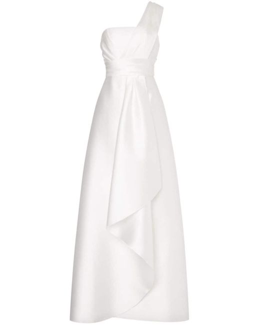 Alberta Ferretti White Draped One-shoulder Dress