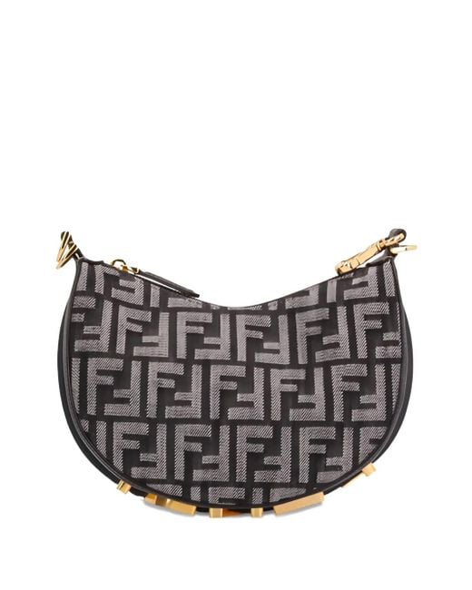 Fendi Gray Mini Ff-Jacquard Cross-Body Bag