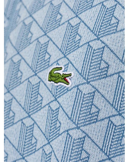 Lacoste Blue Monogram-Patterned Sweatshirt for men