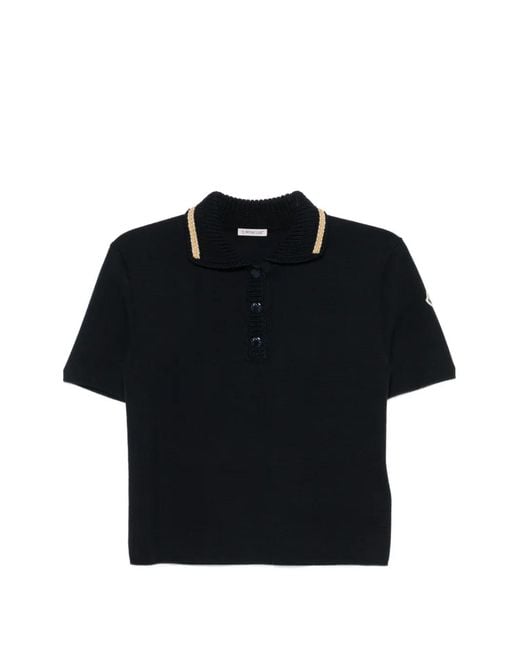 Moncler Black Polo À Patch Logo