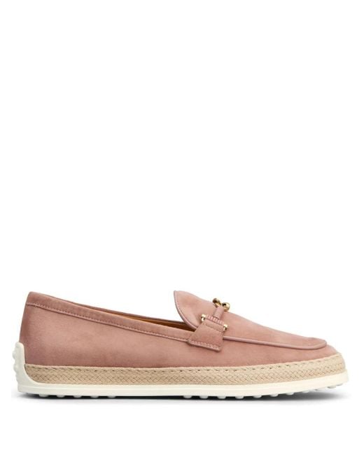 Tod's Pink Suede Leather Loafers