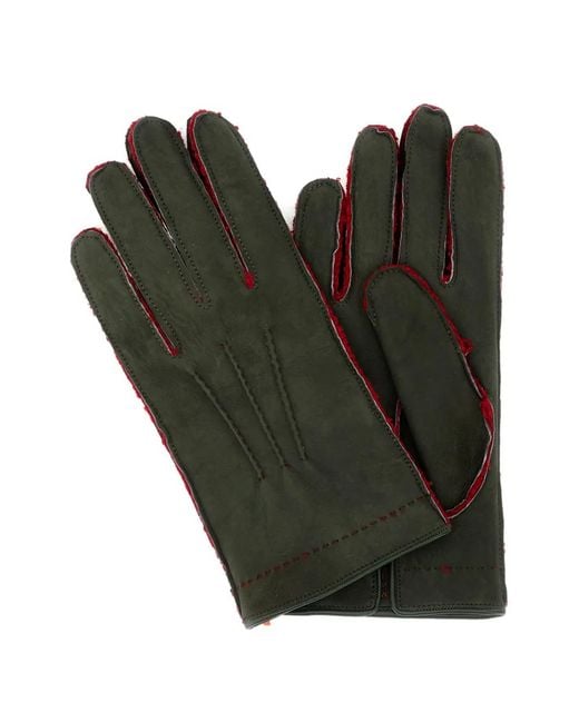 Mario Portolano Green Stitch Trim Gloves for men